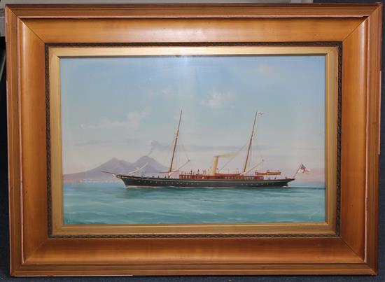 Antonio De Simone (1851-1907) Portrait of the steam yacht Porsche, 12 x 19in.
